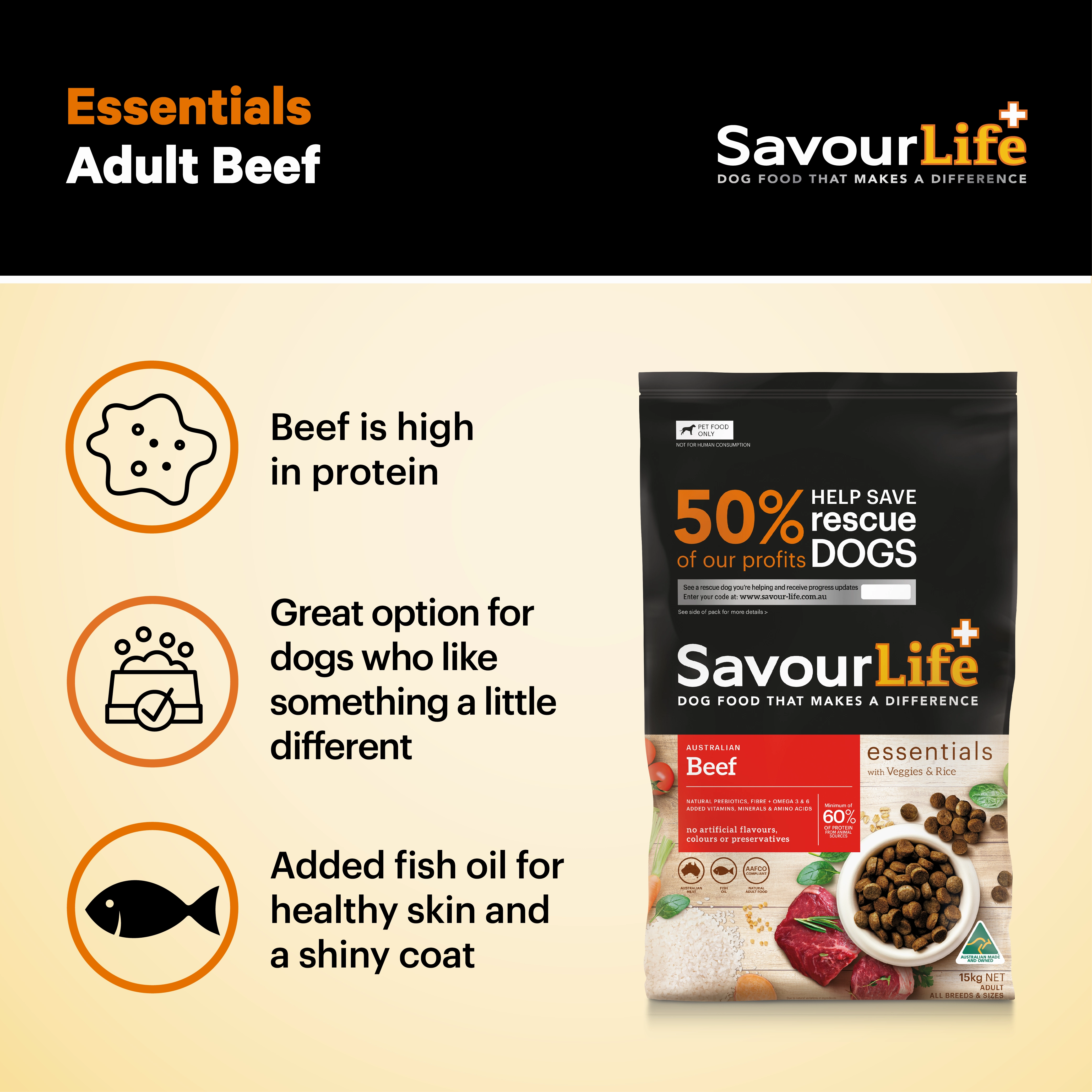 SavourLife - Essentials Beef Dog Dry Food (15kg)