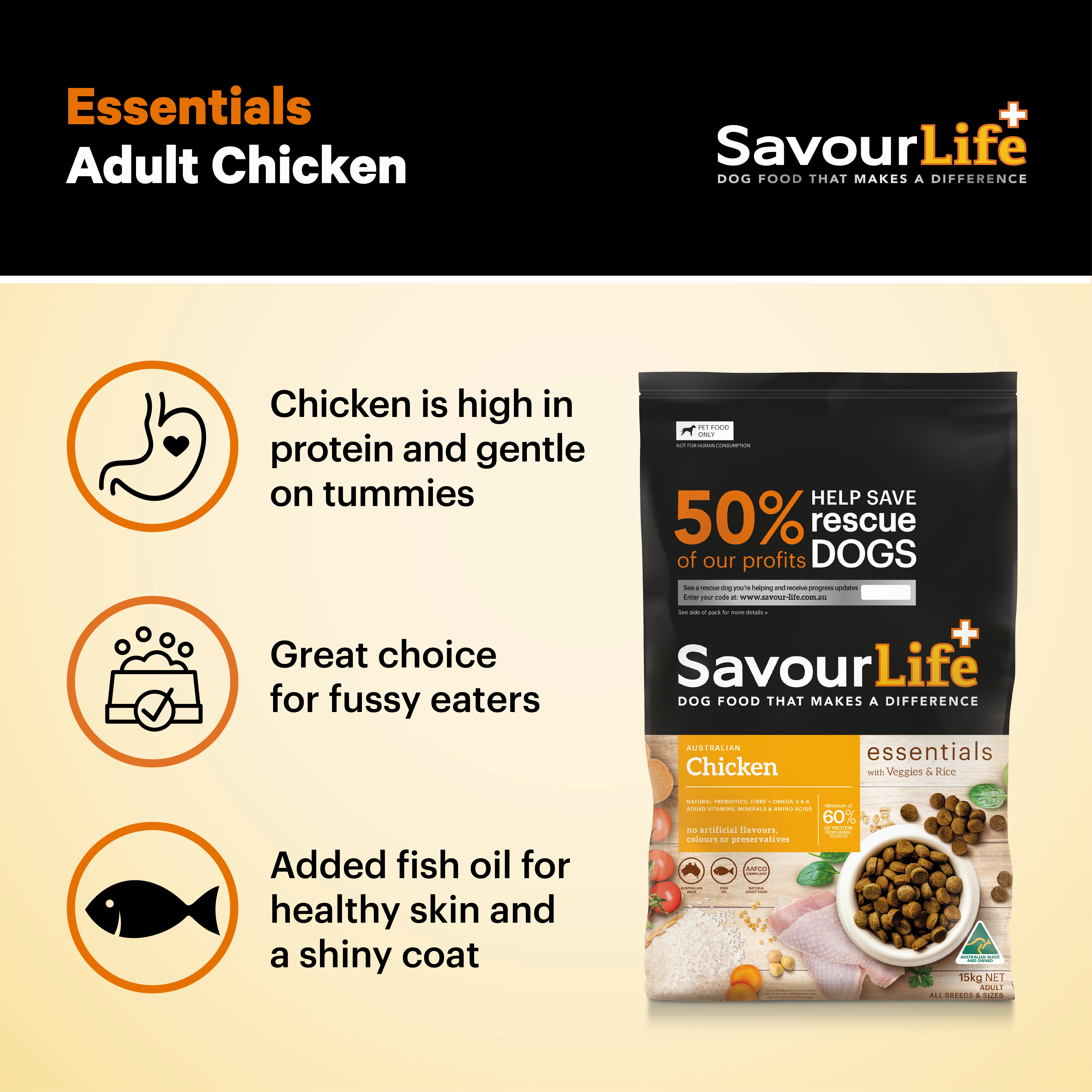 SavourLife - Essentials Chicken Dog Dry Food (15kg)