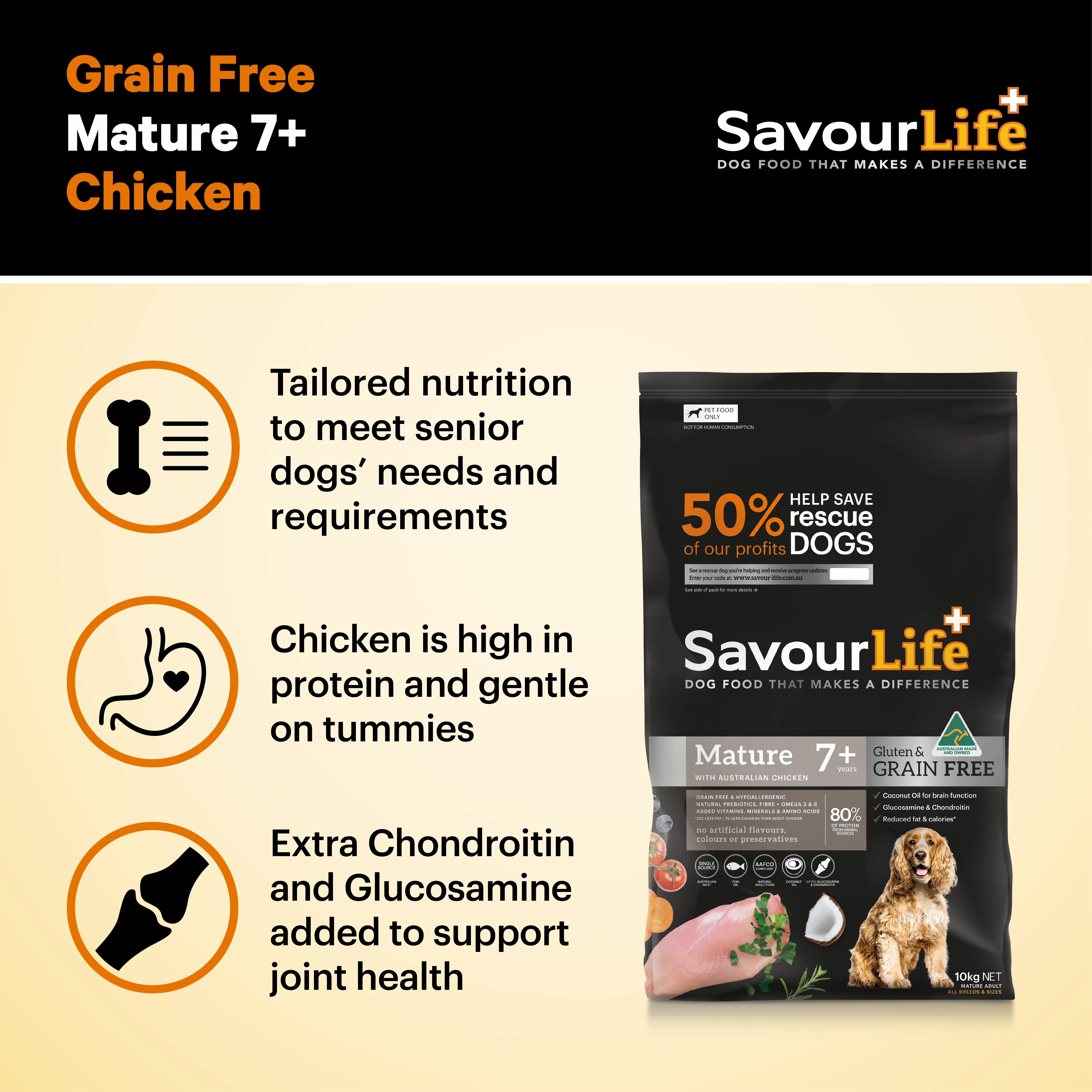 SavourLife - Grain Free Chicken Mature 7  Dog Dry Food (10kg)