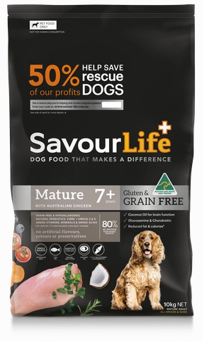 SavourLife - Grain Free Chicken Mature 7  Dog Dry Food (10kg)