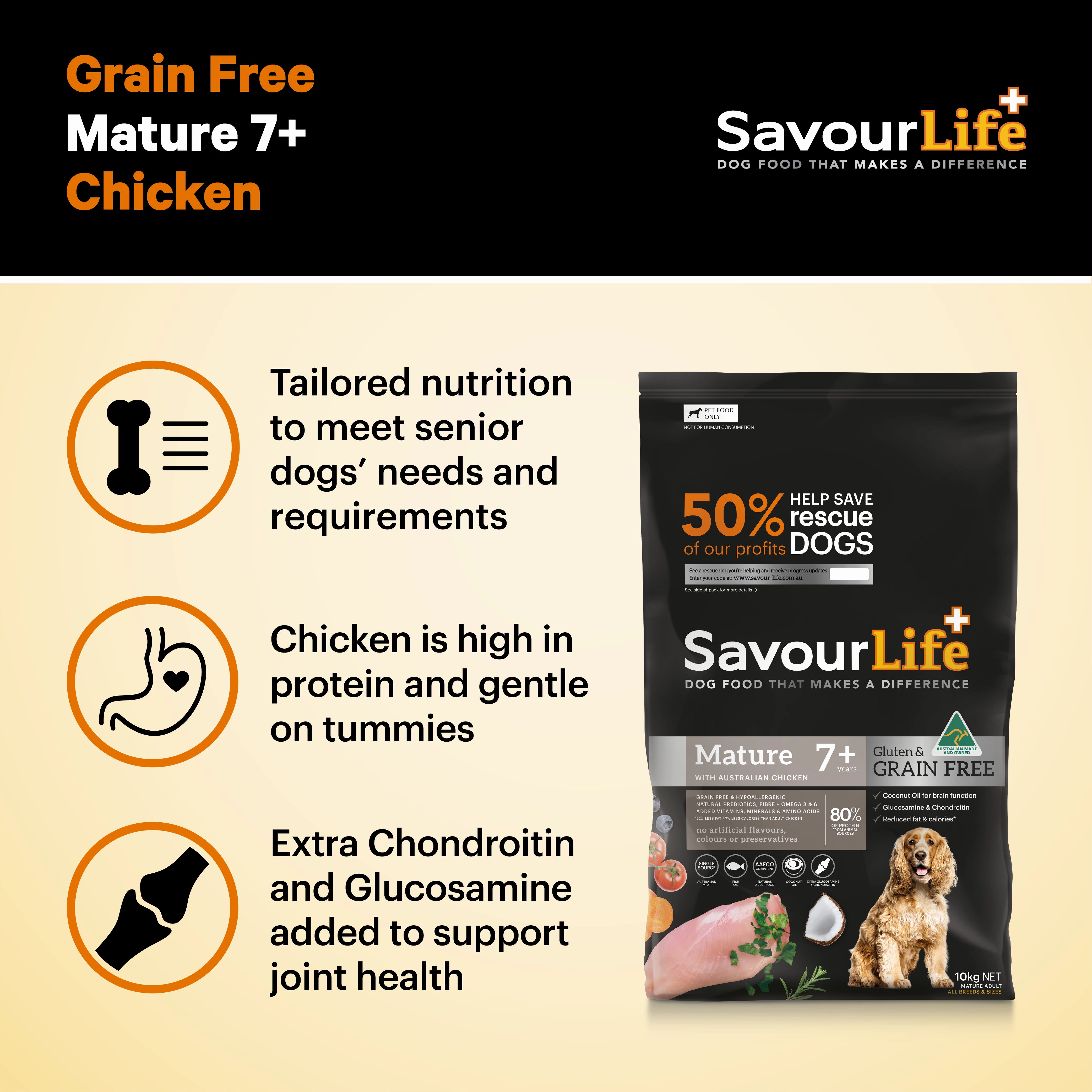 SavourLife - Grain Free Chicken Mature 7  Dog Dry Food (2.5kg)