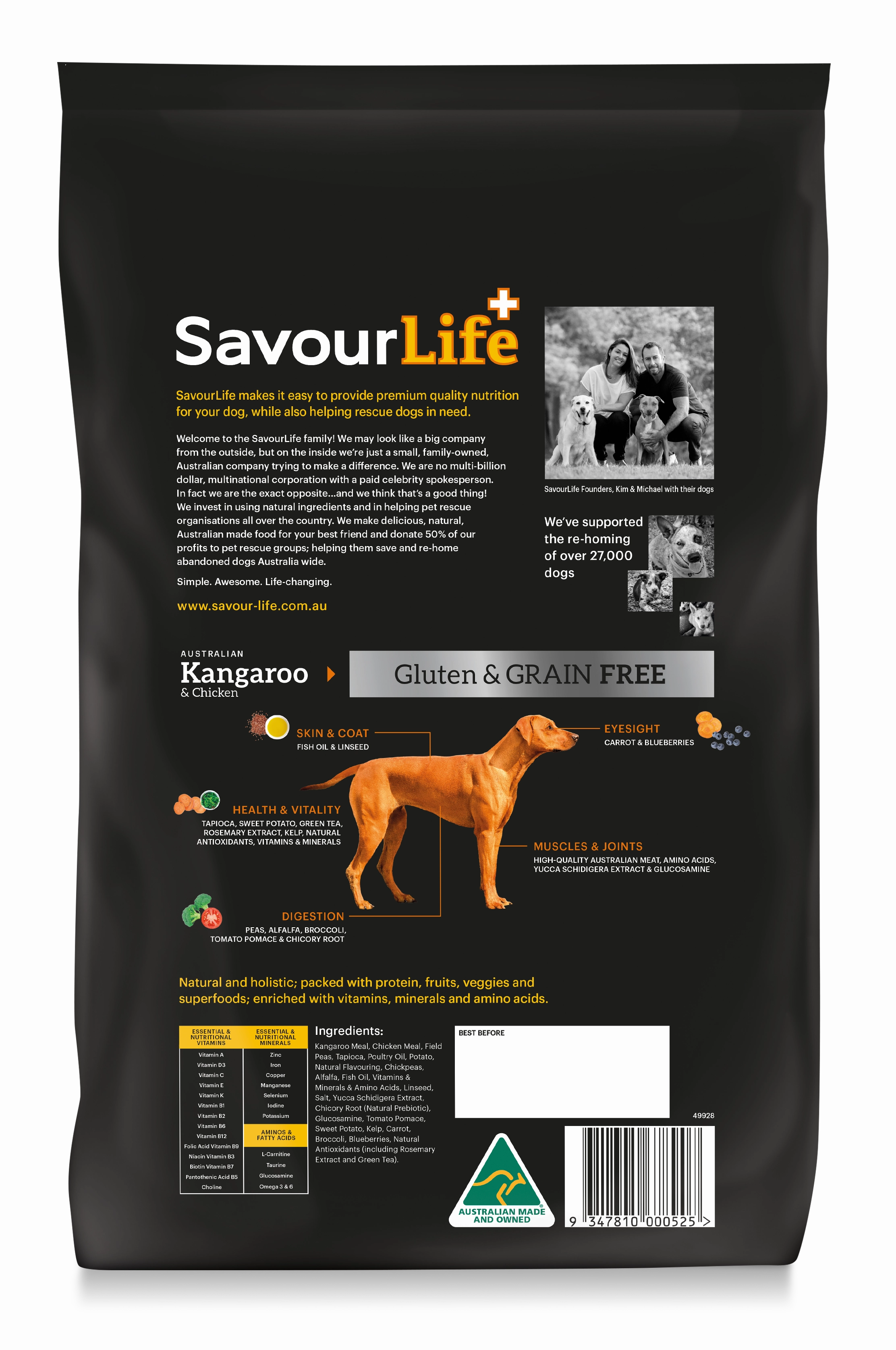 SavourLife - Grain Free Kangaroo & Chicken Dog Dry Food (2.5kg)