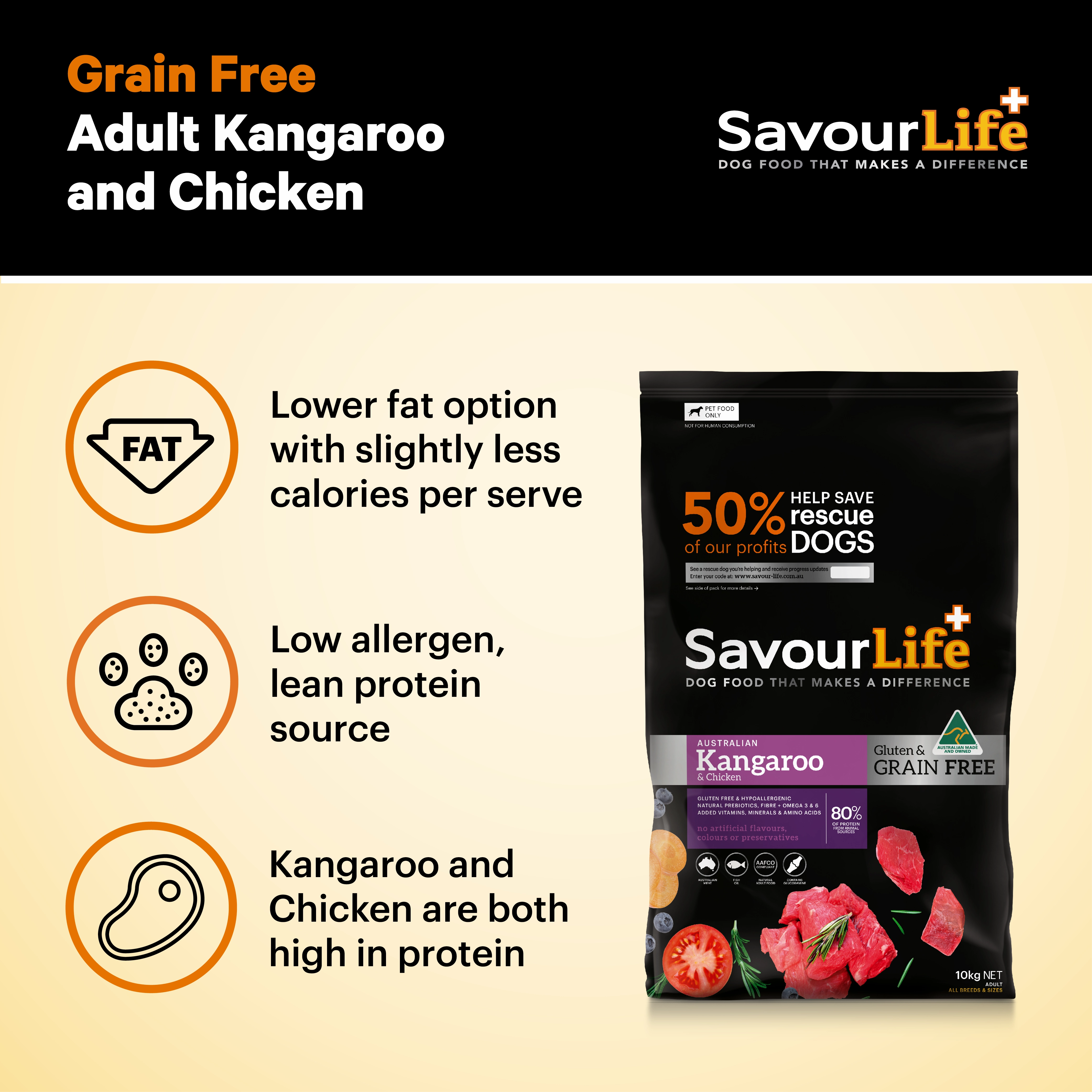 SavourLife - Grain Free Kangaroo & Chicken Dog Dry Food (2.5kg)