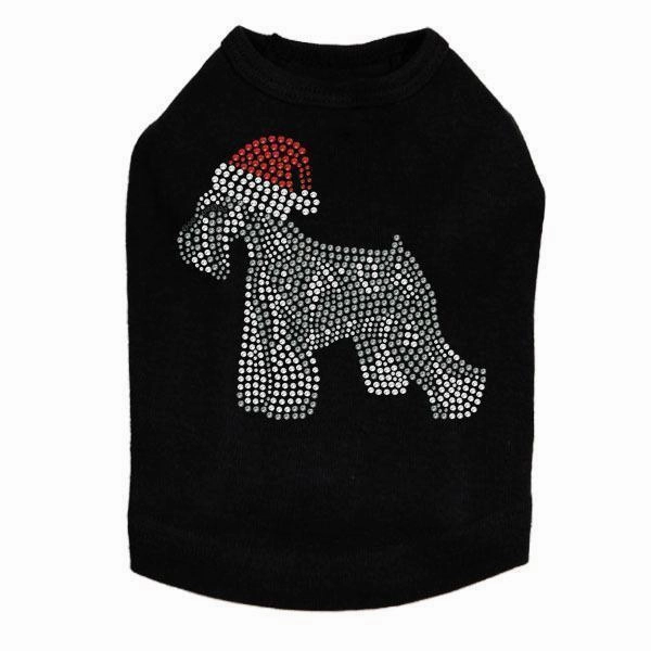 Schnauzer Santa Rhinestone Dog Tank