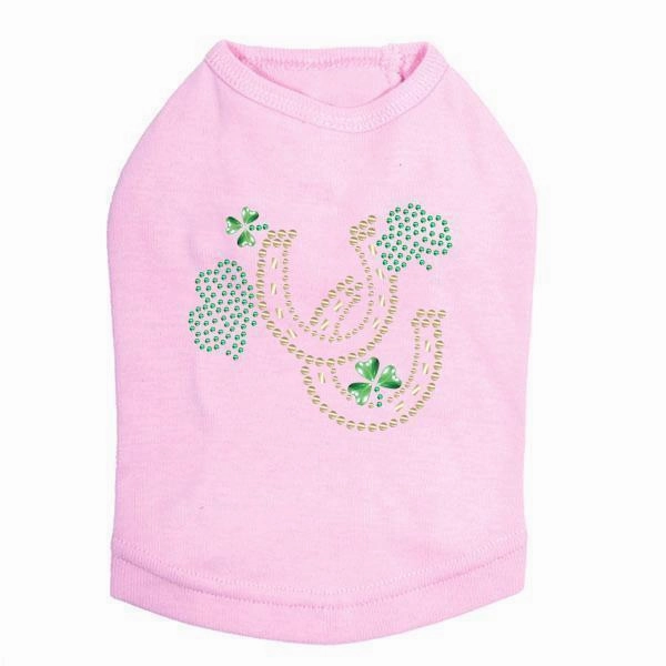 Shamrocks And Horseshoes Rhinestone Dog Tank