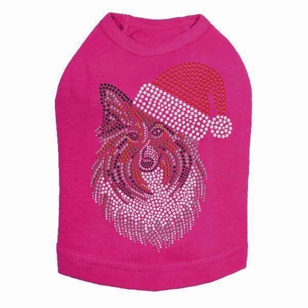 Sheltie Santa Rhinestone Dog Tank