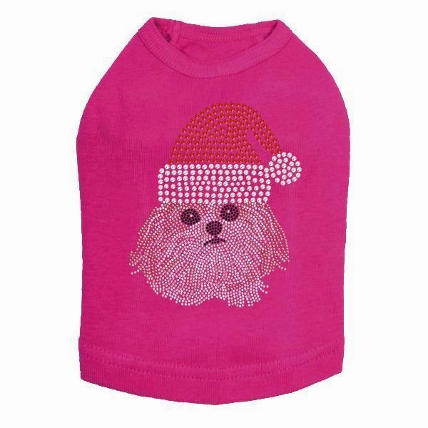 Shih Tzu Santa Rhinestone Dog Tank