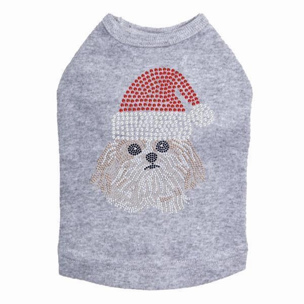 Shih Tzu Santa Rhinestone Dog Tank