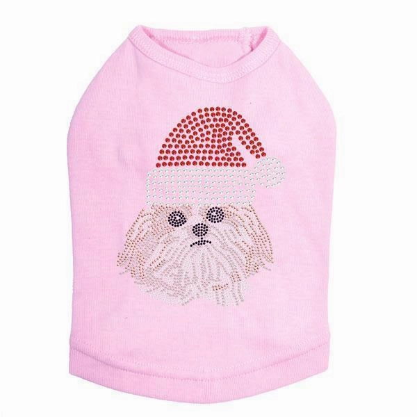 Shih Tzu Santa Rhinestone Dog Tank
