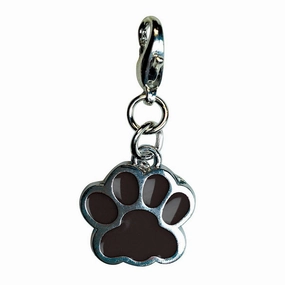 Shiny Black Paw Print Enamel Dog Collar Charm