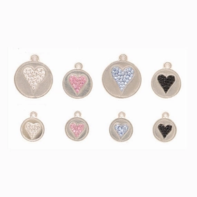 Silver Crystal Heart Dog ID Tag