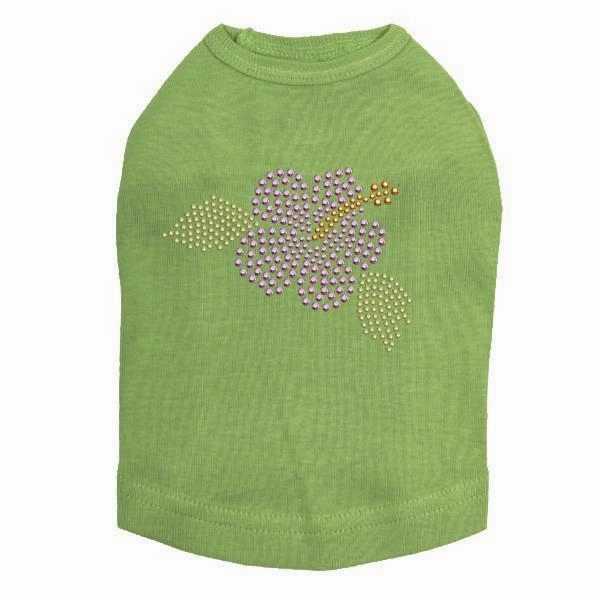 Small Light Pink Hibiscus Rhinestone Dog Tank