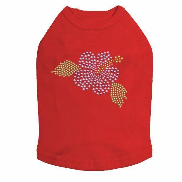 Small Light Pink Hibiscus Rhinestone Dog Tank