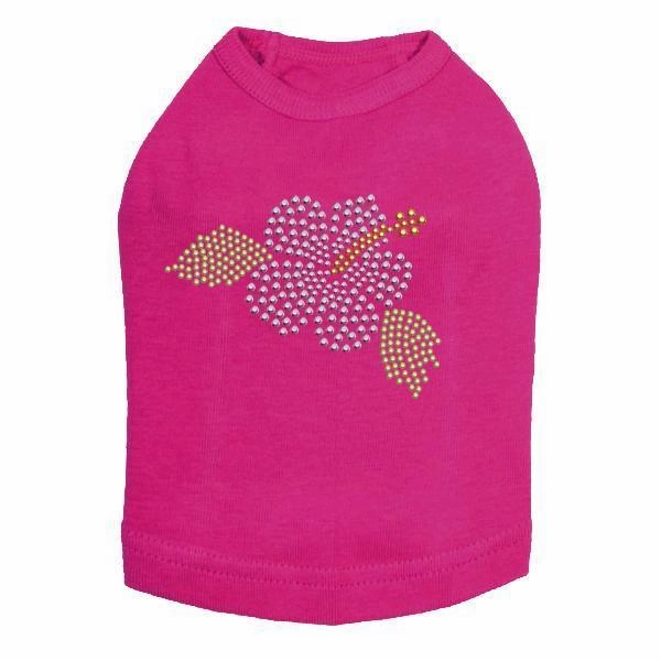 Small Light Pink Hibiscus Rhinestone Dog Tank