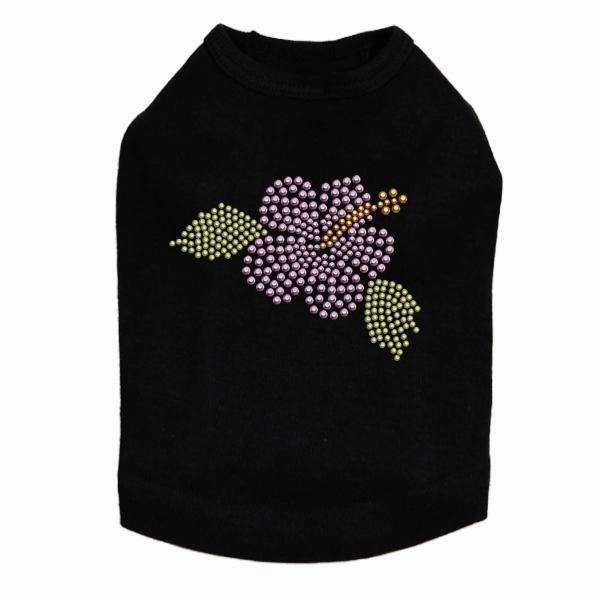 Small Light Pink Hibiscus Rhinestone Dog Tank