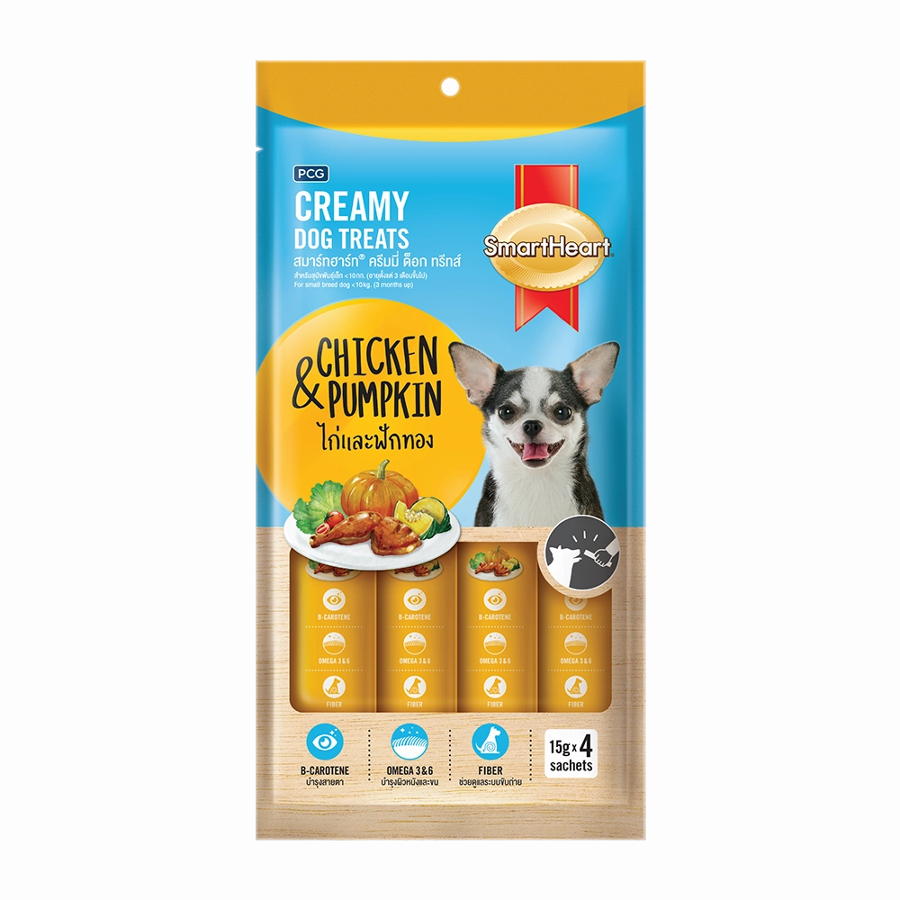 SmartHeart Dog Creamy Treats Chicken & Pumpkin 15g x 4