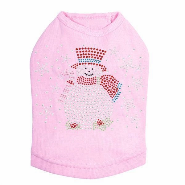 Snowman With Snowflakes Rhinestone Dog Tank