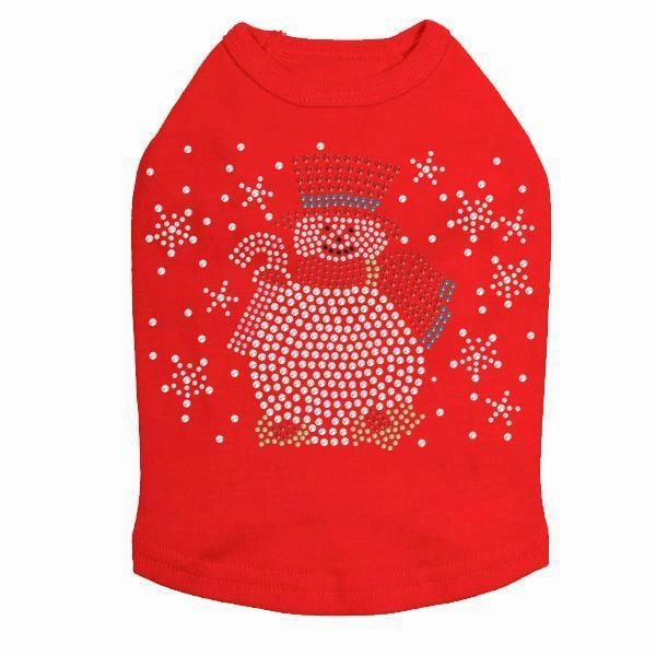 Snowman With Snowflakes Rhinestone Dog Tank