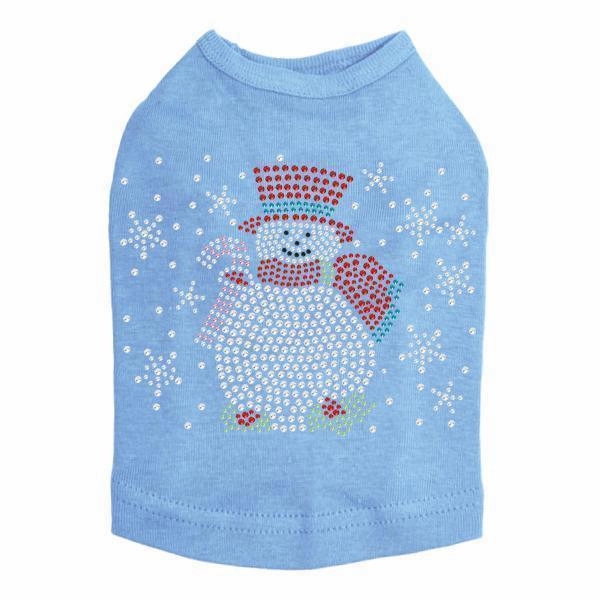Snowman With Snowflakes Rhinestone Dog Tank