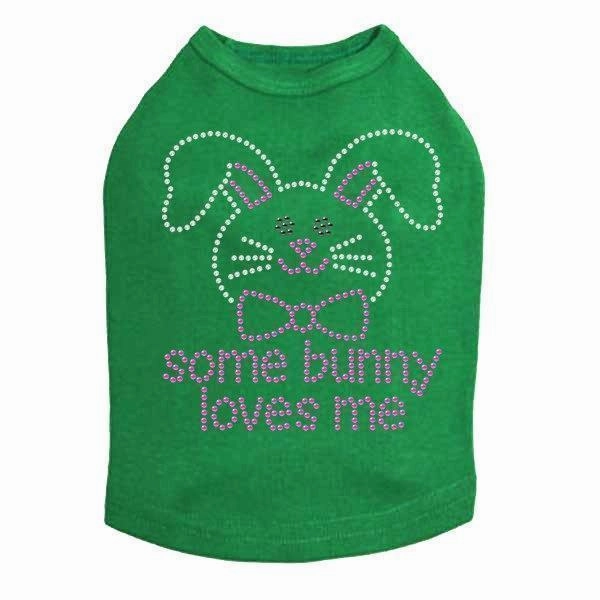 Some Bunny Loves Me Pink Rhinestone Dog Tank