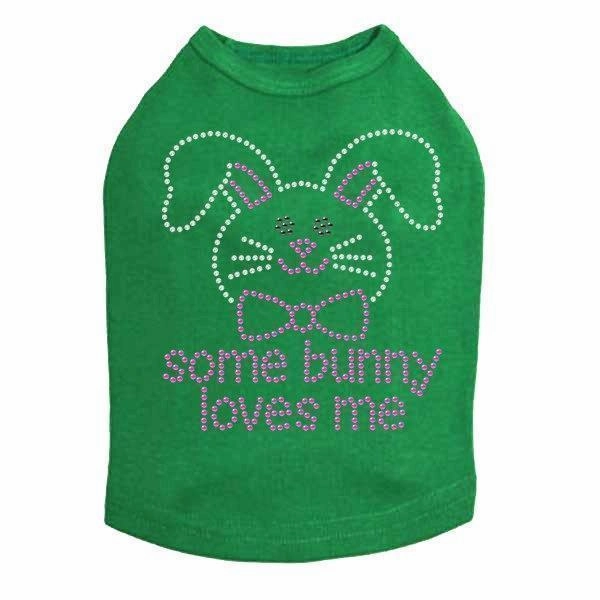 Some Bunny Loves Me Pink Rhinestone Dog Tank
