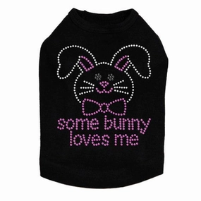 Some Bunny Loves Me Pink Rhinestone Dog Tank