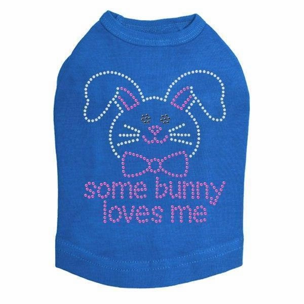 Some Bunny Loves Me Pink Rhinestone Dog Tank