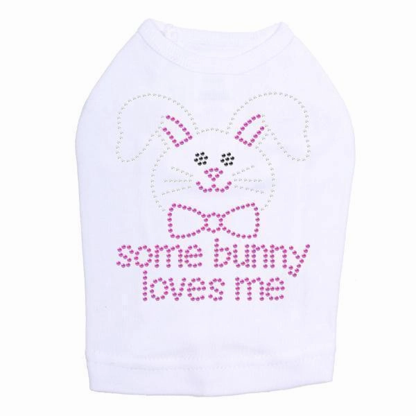 Some Bunny Loves Me Pink Rhinestone Dog Tank