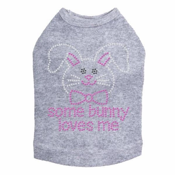 Some Bunny Loves Me Pink Rhinestone Dog Tank