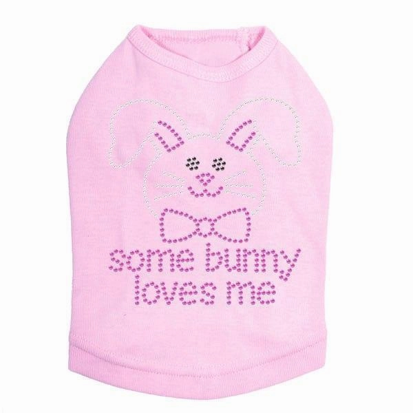 Some Bunny Loves Me Pink Rhinestone Dog Tank