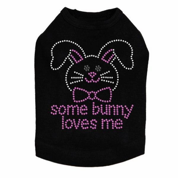 Some Bunny Loves Me Pink Rhinestone Dog Tank