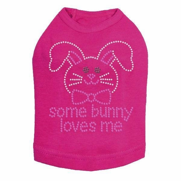 Some Bunny Loves Me Pink Rhinestone Dog Tank