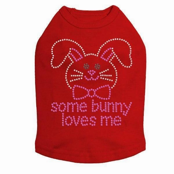 Some Bunny Loves Me Pink Rhinestone Dog Tank