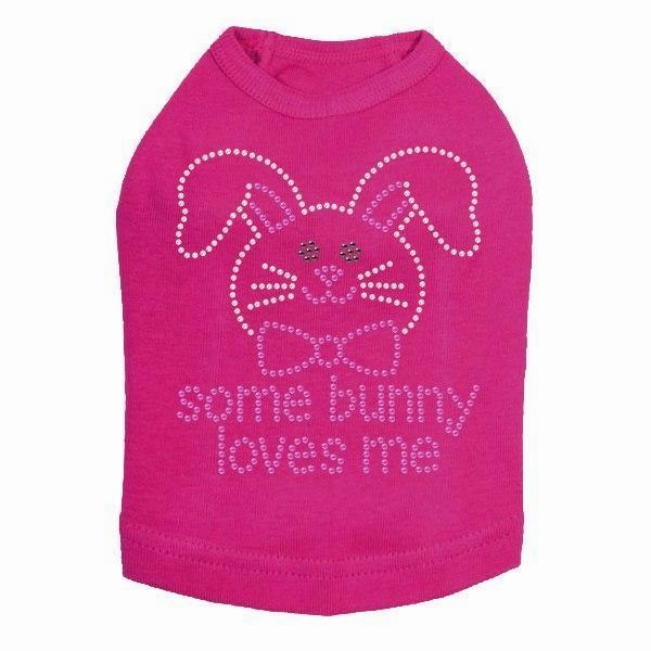 Some Bunny Loves Me Pink Rhinestone Dog Tank