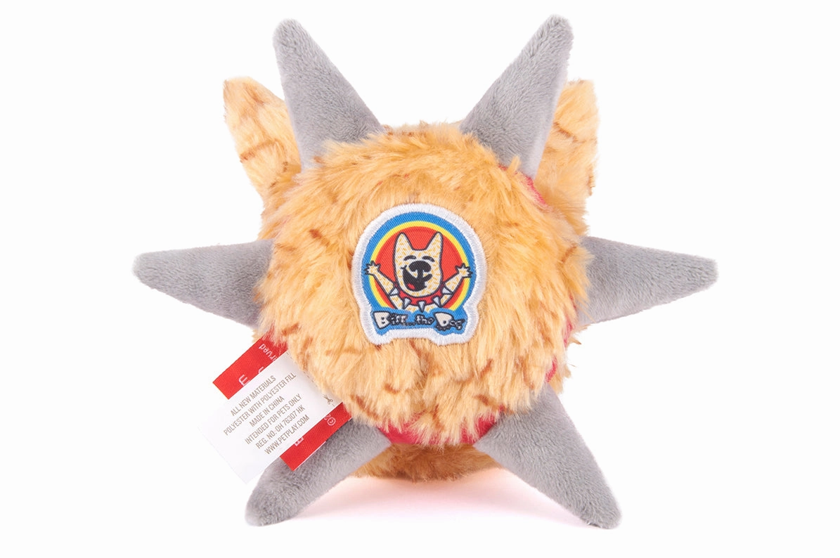 SPIKED! by P.L.A.Y., Squeaky Plush Dog Toy, Biff the Dog Junior