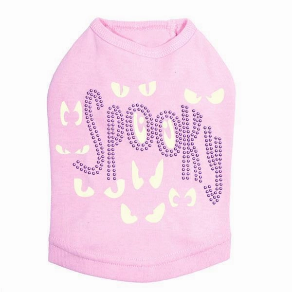 Spooky Glow in the Dark Eyes Rhinestone Dog Tank