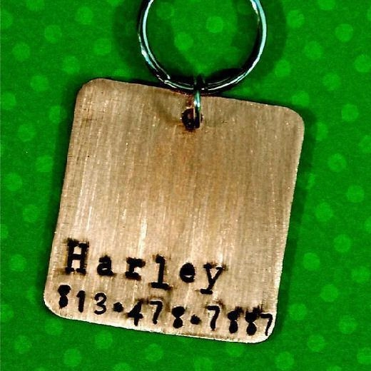 Square O Copper Dog ID Tag