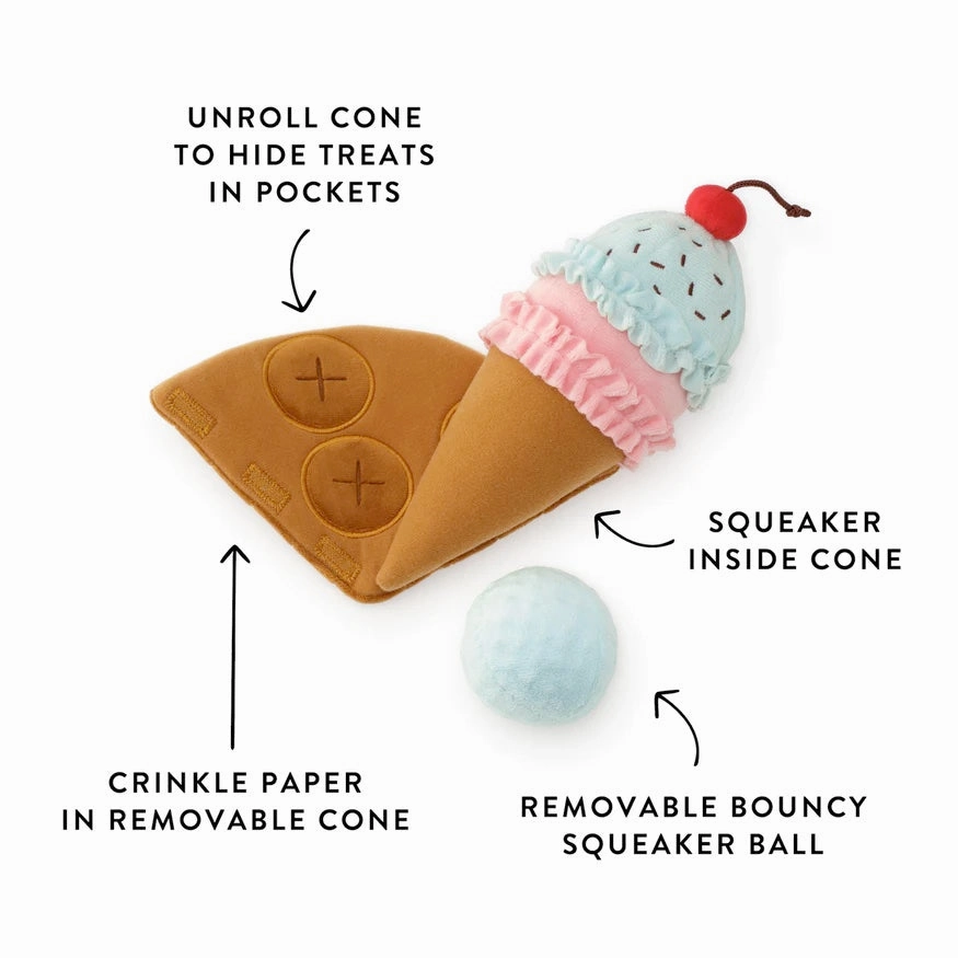 Squeaky Plush Interactive Snuffle Dog toys, Ice Cream