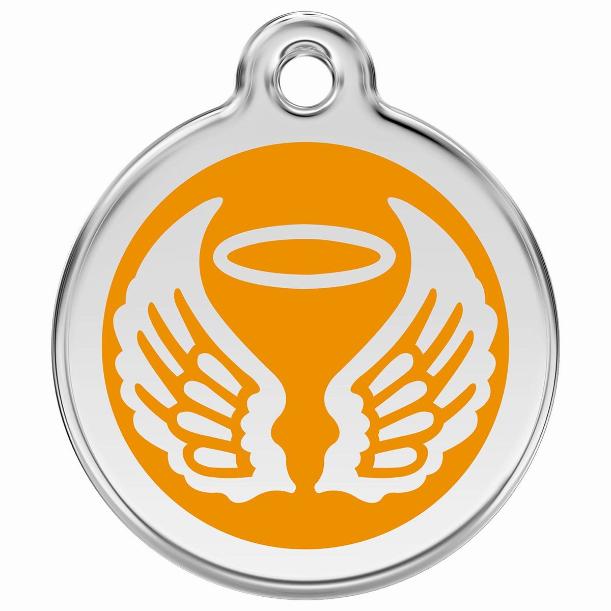 Stainless Steel And Enamel Angel Wings Orange Dog ID Tag