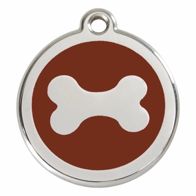 Stainless Steel And Enamel Bone Brown Dog ID Tag