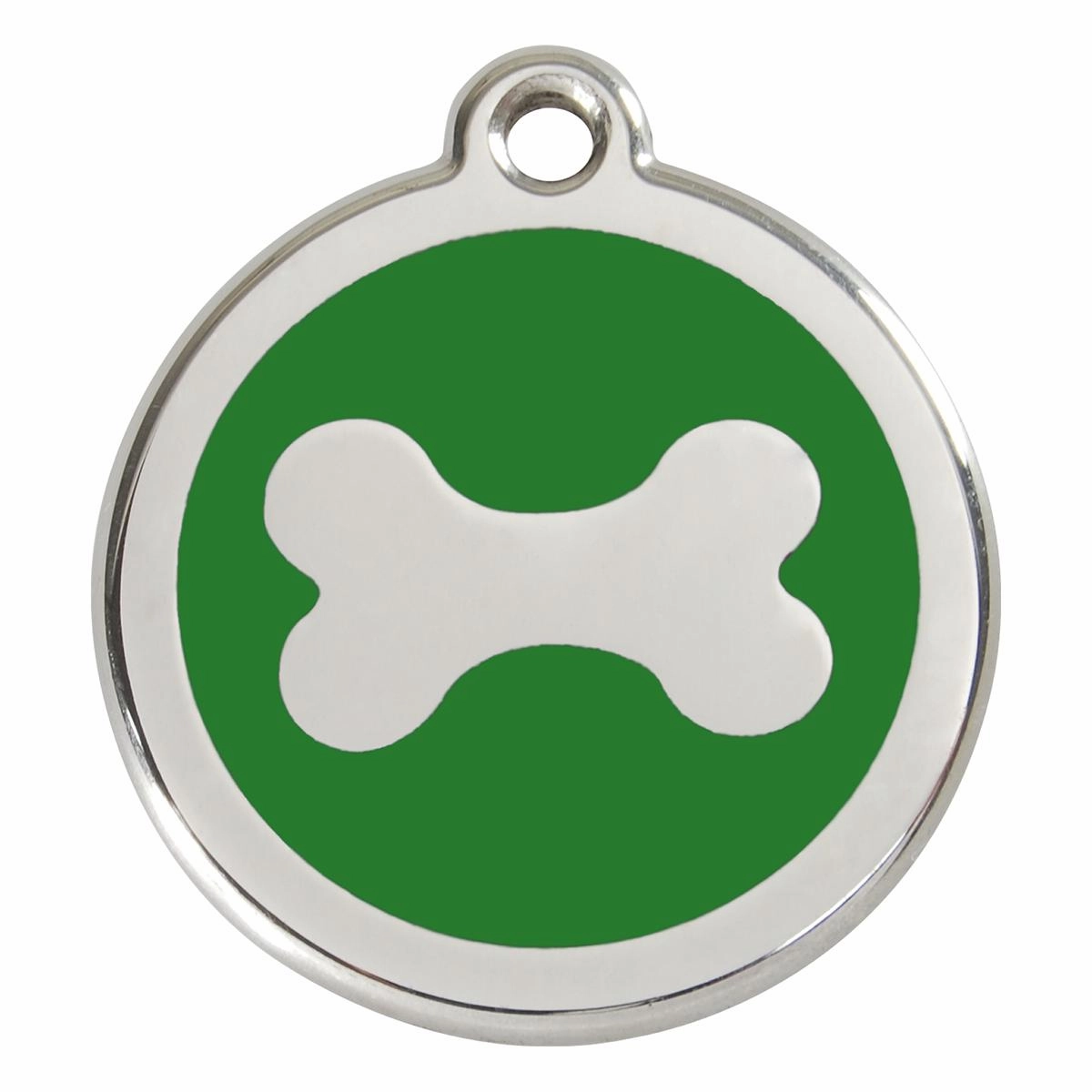 Stainless Steel And Enamel Bone Green Dog ID Tag