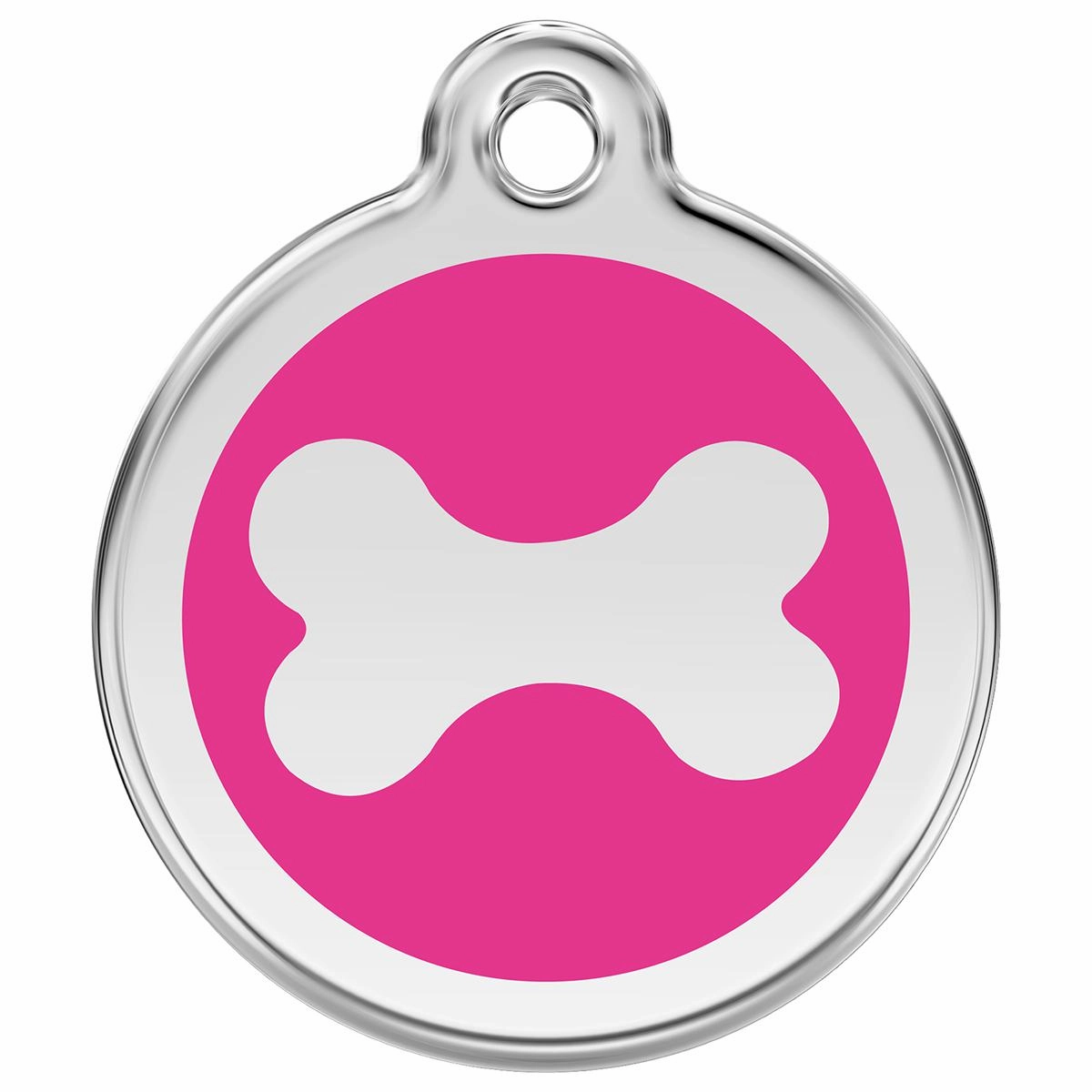 Stainless Steel And Enamel Bone Hot Pink Dog ID Tag