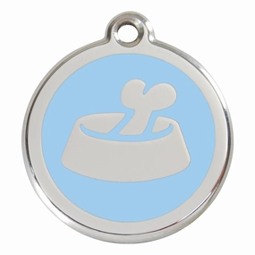 Stainless Steel And Enamel Bone In Bowl Light Blue Dog ID Tag