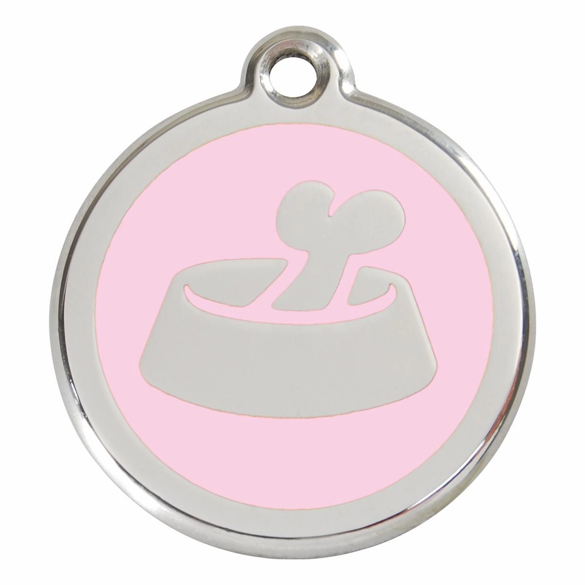 Stainless Steel And Enamel Bone In Bowl Pink Dog ID Tag