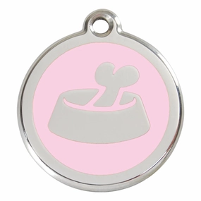 Stainless Steel And Enamel Bone In Bowl Pink Dog ID Tag