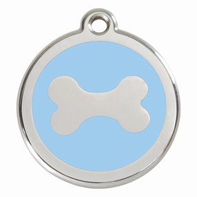 Stainless Steel And Enamel Bone Light Blue Dog ID Tag