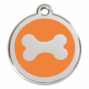 Stainless Steel And Enamel Bone Orange Dog ID Tag