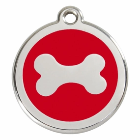 Stainless Steel And Enamel Bone Red Dog ID Tag