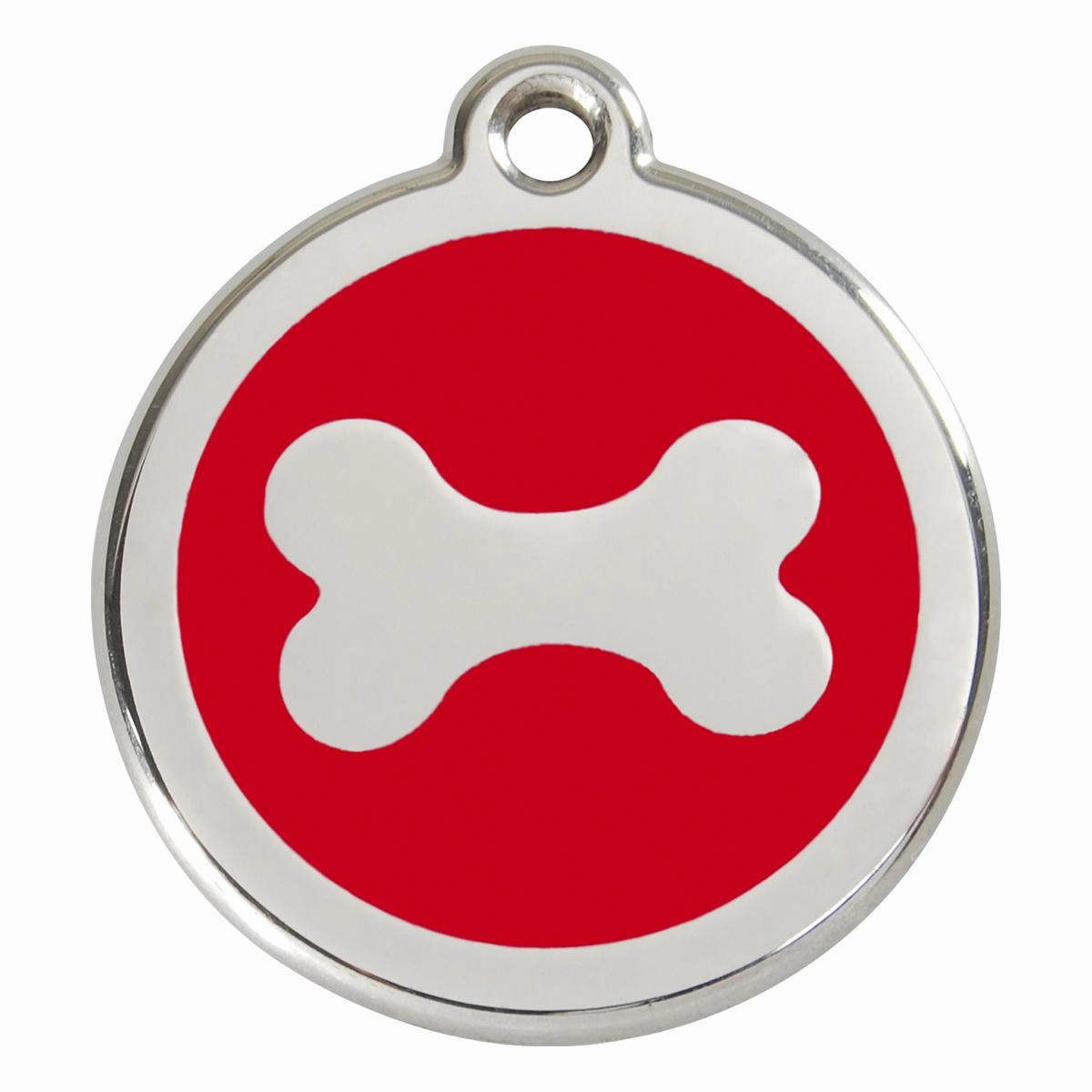 Stainless Steel And Enamel Bone Red Dog ID Tag