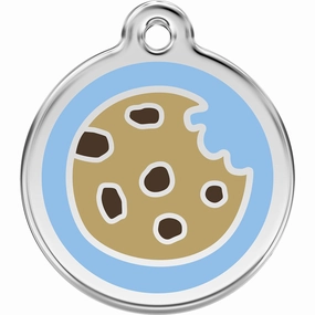Stainless Steel And Enamel Cookie Blue Dog ID Tag
